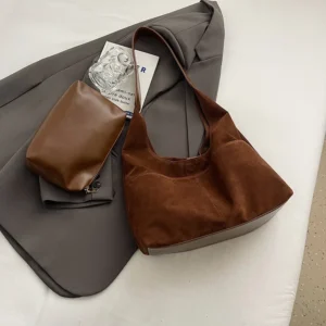 LEFTSIDE 2 Pcs/set Small PU Leather Underarm Bags For Women 2024 Winter Y2K Female Fashion Shoulder Bag Handbags And Purses