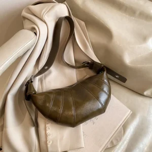 Burgundy Croissant Shoulder Bags For Women Vintage Solid Color Crescent Cross Body Bag 2024 Brand New Luxury Designer Handbags