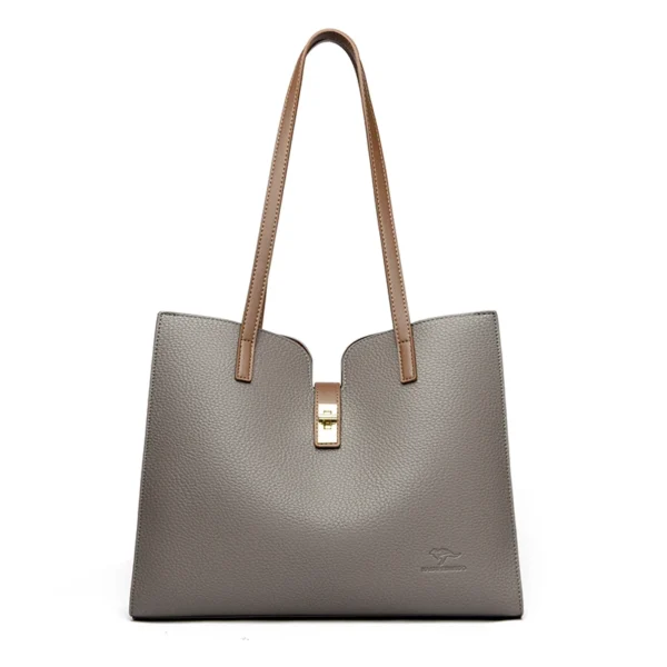 Solid Color Simple Large Capacity Women's Tote Bags High Quality Soft Leather Female Handbag Luxury Trendy Women Shoulder Bag
