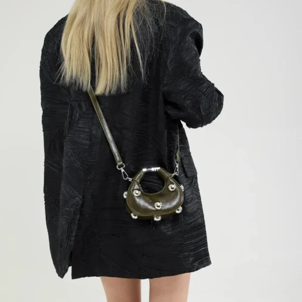 Retro Versatile Ladies Mini Handbag Women Big Rivet Personality Luxury Designer Crossbody Bags for Women Streetwear Shoulder Bag - Image 2