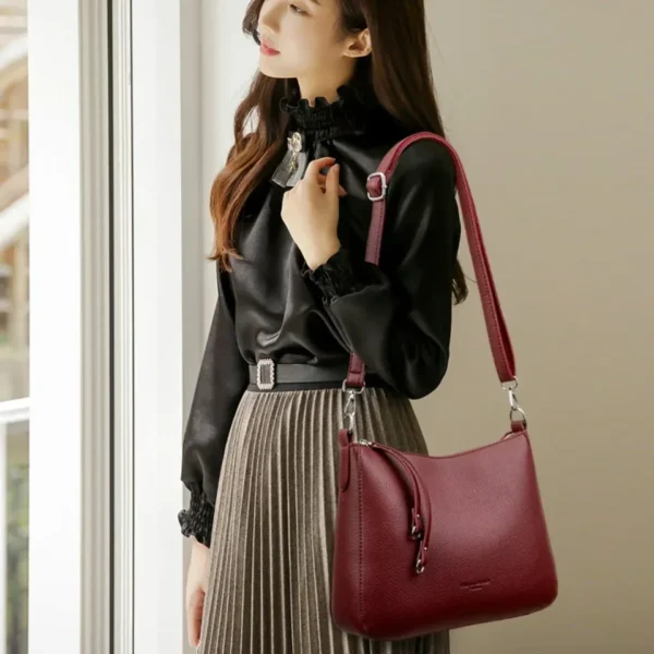 Genuine Brand Women's Soft Leather Shoulder Bags Luxury Designer Crossbody Bags Ladies Casual Tote Bag Messenger Commuting Sac - Image 4