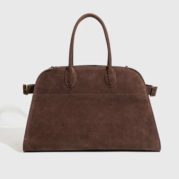 Faux Suede Boston Bags For Women Luxury Designer Handbags And Purses 2024 New In Vintage Large Capacity Commuting Ladies Tote - Image 2