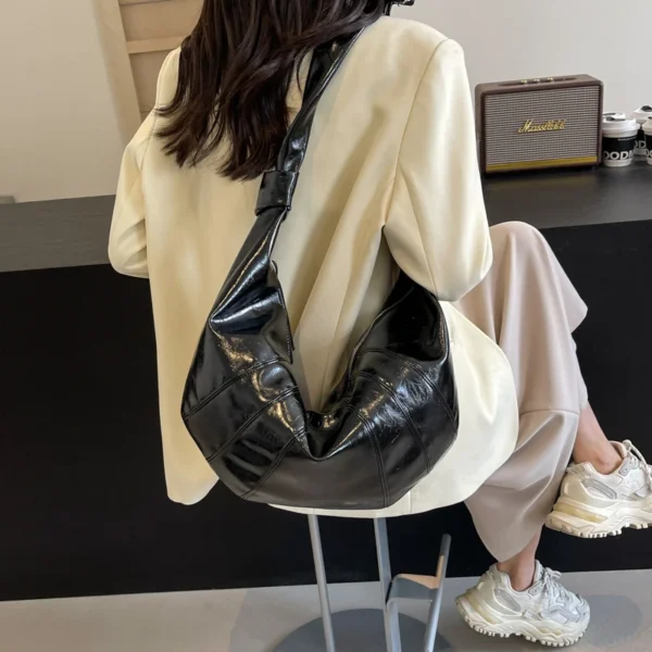 MOODS Crescent Shoulder Bags For Women 2024 Winter New Crossbody Bag Soft PU Leather Large Capacity Shopper Tote Hobo Bag Female - Image 3