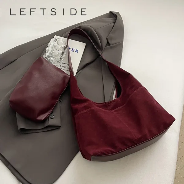 LEFTSIDE 2 Pcs/set Small PU Leather Underarm Bags For Women 2024 Winter Y2K Female Fashion Shoulder Bag Handbags And Purses - Image 4