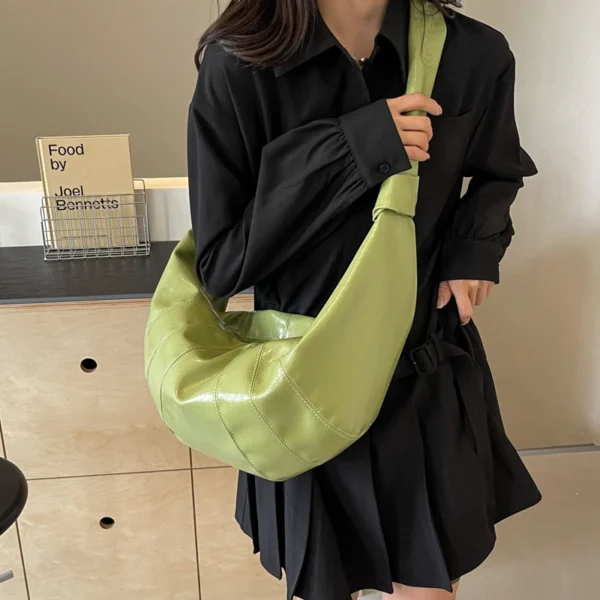 MOODS Crescent Shoulder Bags For Women 2024 Winter New Crossbody Bag Soft PU Leather Large Capacity Shopper Tote Hobo Bag Female - Image 5