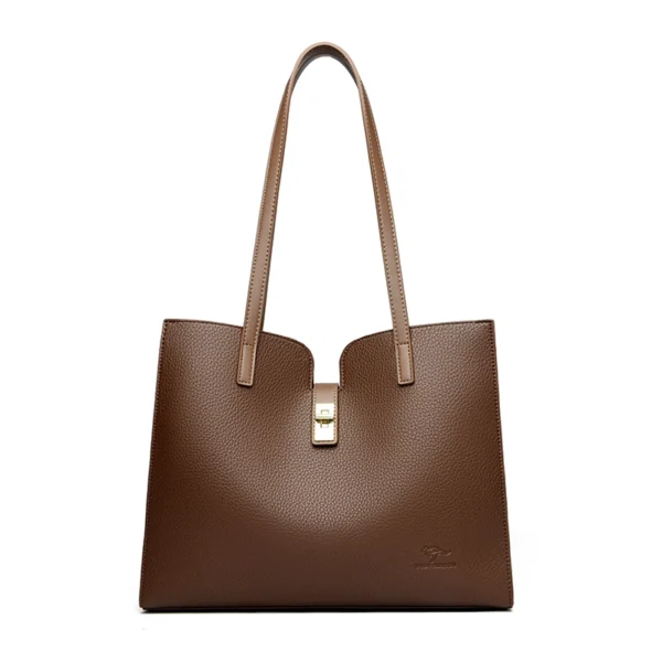 Solid Color Simple Large Capacity Women's Tote Bags High Quality Soft Leather Female Handbag Luxury Trendy Women Shoulder Bag - Image 2