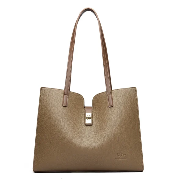 Solid Color Simple Large Capacity Women's Tote Bags High Quality Soft Leather Female Handbag Luxury Trendy Women Shoulder Bag - Image 3