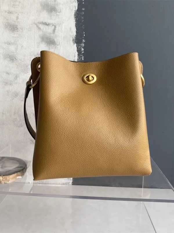 New Cowhide Genuine Leather Handbag Fashion Office Ladies Elegant Single Shoulder Crossbody Bag Women Large Capacity Bucket Bags - Image 3