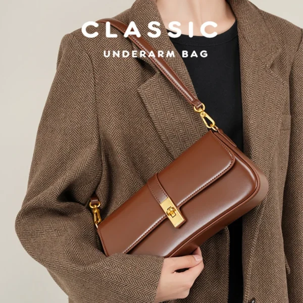 Cowhide Women's Shoulder Bag Luxury Designer Genuine Leather Women Crossbody Square Bags High Quality Fashion Female Handbag - Image 2