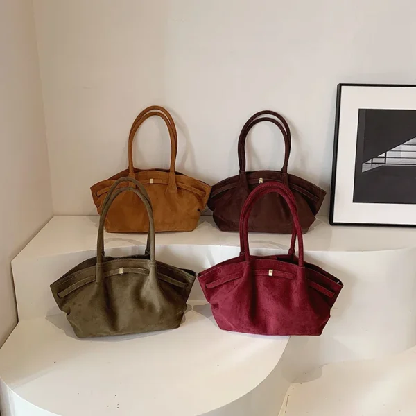 LEFTSIDE Large Nubuck Leather Tote Bags Lady Shoulder Bag for Women 2024 Winter New Korean Fashion Y2K Retro Handbags and Purses - Image 3