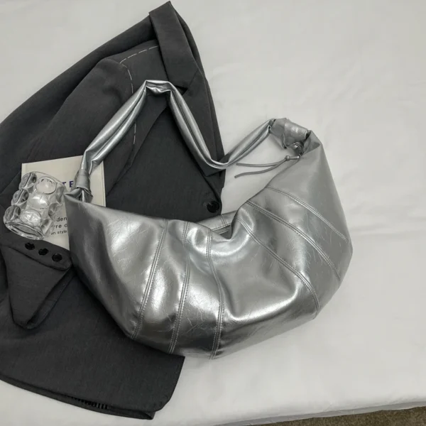 MOODS Crescent Shoulder Bags For Women 2024 Winter New Crossbody Bag Soft PU Leather Large Capacity Shopper Tote Hobo Bag Female - Image 7
