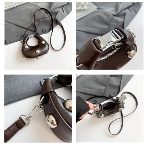 Retro Versatile Ladies Mini Handbag Women Big Rivet Personality Luxury Designer Crossbody Bags for Women Streetwear Shoulder Bag - Image 4