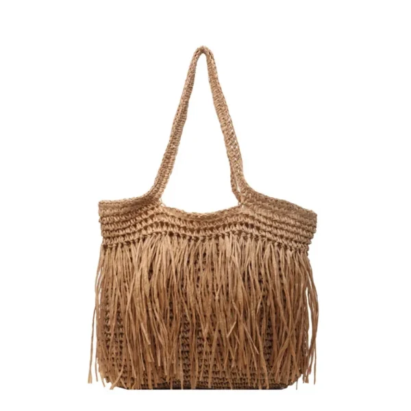Casual Tassel Woven Women Shoulder Bags Handmade Fringe Lady Handbags Summer Beach Large Tote Bag Big Shopper Purse for Vacation - Image 3