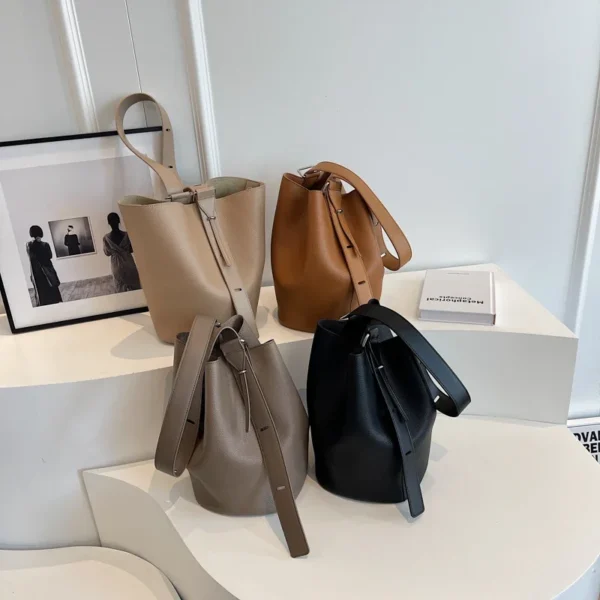 LEFTSIDE Retro Small Solid Color Leather Shoulder Bags For Women 2025 Designer Korean Fashion Female Handbags Underarm Bag - Image 5