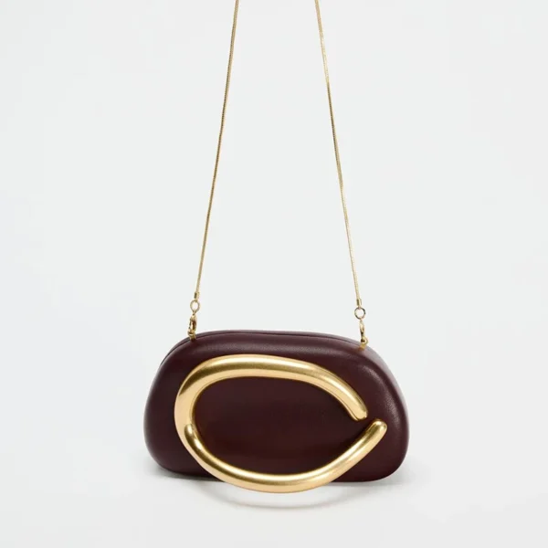 Box Bag Metal Details Crossbody Pu Leather Clutch Shoulder Luxury Brand Handbags Women's Handbag Ladies Female Evening Purse Red - Image 8