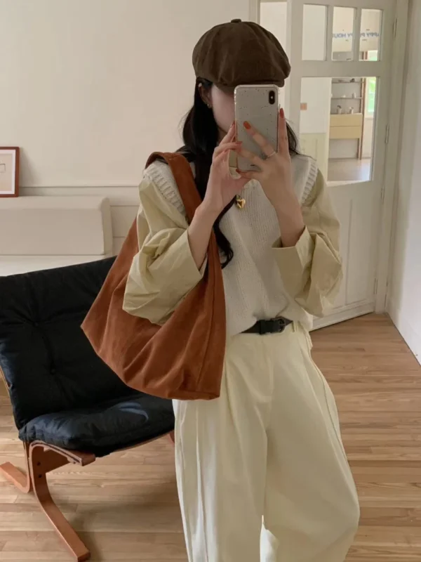 vintage faux suede hobos women shoulder bags large capacity tote bag retro trend autumn big shopper purses handbags 2024 - Image 6