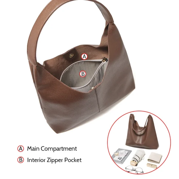 FOXER Women‘s Shoulder Bag Fashion Tote Lady Classic Split Leather+Microfiber Handbag Set Large Casual Hobo Purse Summer Gift - Image 8