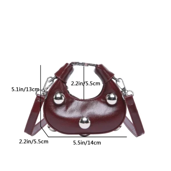 Retro Versatile Ladies Mini Handbag Women Big Rivet Personality Luxury Designer Crossbody Bags for Women Streetwear Shoulder Bag - Image 7