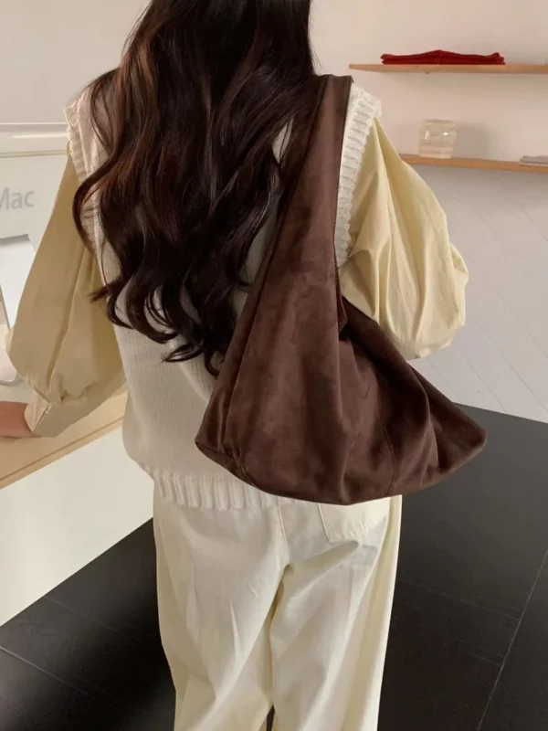 vintage faux suede hobos women shoulder bags large capacity tote bag retro trend autumn big shopper purses handbags 2024 - Image 7