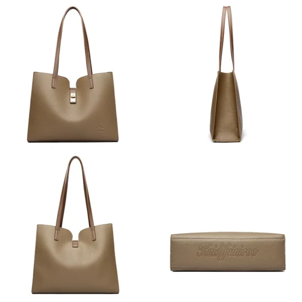 Solid Color Simple Large Capacity Women's Tote Bags High Quality Soft Leather Female Handbag Luxury Trendy Women Shoulder Bag - Image 7