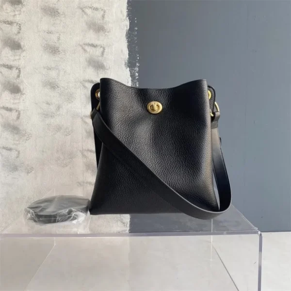 New Cowhide Genuine Leather Handbag Fashion Office Ladies Elegant Single Shoulder Crossbody Bag Women Large Capacity Bucket Bags - Image 4