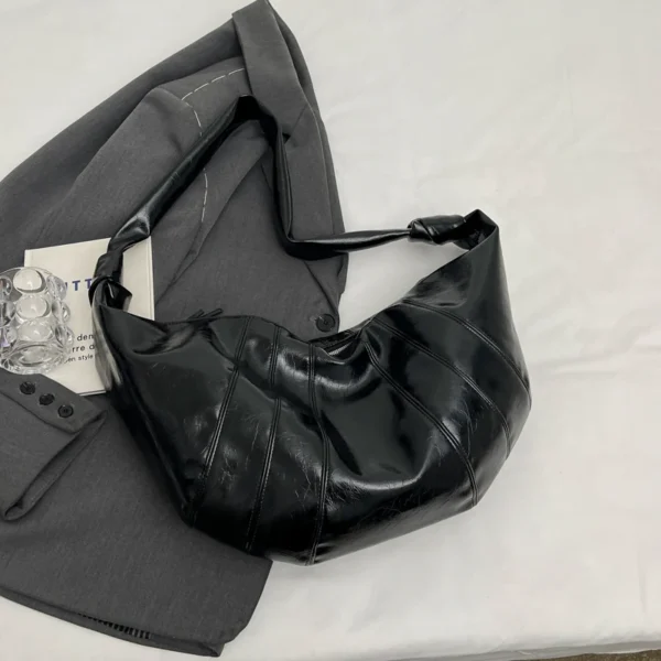 MOODS Crescent Shoulder Bags For Women 2024 Winter New Crossbody Bag Soft PU Leather Large Capacity Shopper Tote Hobo Bag Female - Image 9