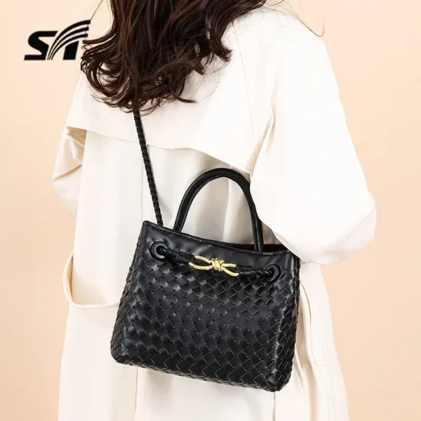 Niche Leather BagShoulder MessengerBag Popular Hand-woven Women's Bag FashionVersatileTemperament Handbag Purses and Handbags - Image 8