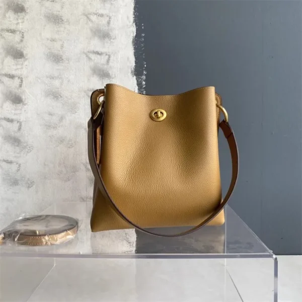 New Cowhide Genuine Leather Handbag Fashion Office Ladies Elegant Single Shoulder Crossbody Bag Women Large Capacity Bucket Bags - Image 7