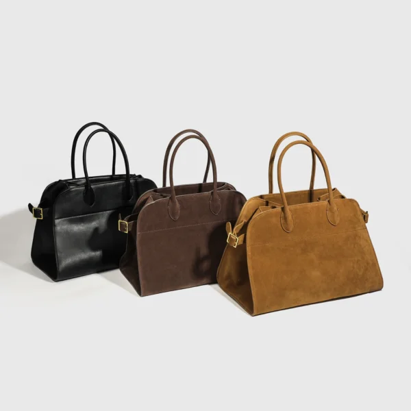 Faux Suede Boston Bags For Women Luxury Designer Handbags And Purses 2024 New In Vintage Large Capacity Commuting Ladies Tote - Image 6