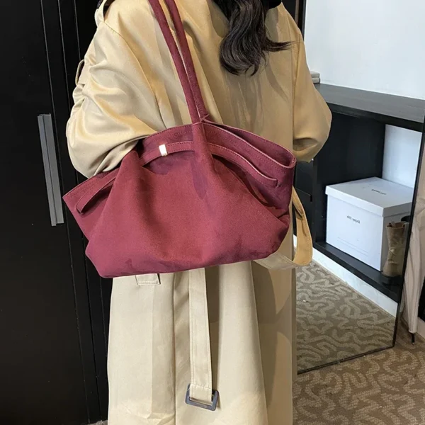 LEFTSIDE Large Nubuck Leather Tote Bags Lady Shoulder Bag for Women 2024 Winter New Korean Fashion Y2K Retro Handbags and Purses - Image 7