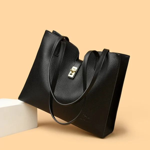 Solid Color Simple Large Capacity Women's Tote Bags High Quality Soft Leather Female Handbag Luxury Trendy Women Shoulder Bag - Image 11