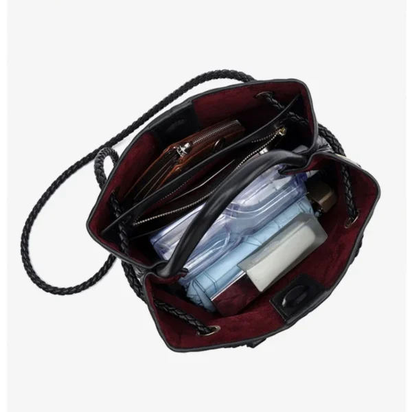 Niche Leather BagShoulder MessengerBag Popular Hand-woven Women's Bag FashionVersatileTemperament Handbag Purses and Handbags - Image 9