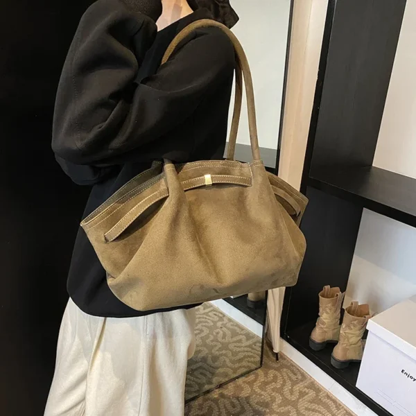 LEFTSIDE Large Nubuck Leather Tote Bags Lady Shoulder Bag for Women 2024 Winter New Korean Fashion Y2K Retro Handbags and Purses - Image 8