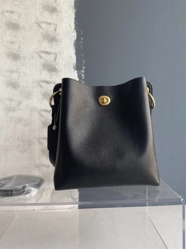 New Cowhide Genuine Leather Handbag Fashion Office Ladies Elegant Single Shoulder Crossbody Bag Women Large Capacity Bucket Bags - Image 10